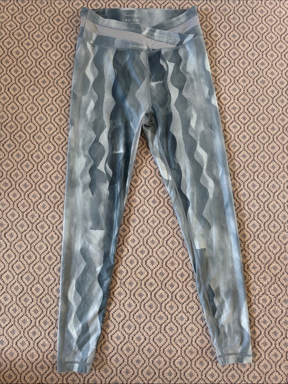 Sweaty Betty Blue Grey Wave-Print Leggings